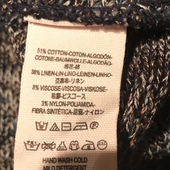 Free People Big Trail Poncho Cardigan Sweater Linen Blend Blue/Red/Gray XS - Picture 14 of 14